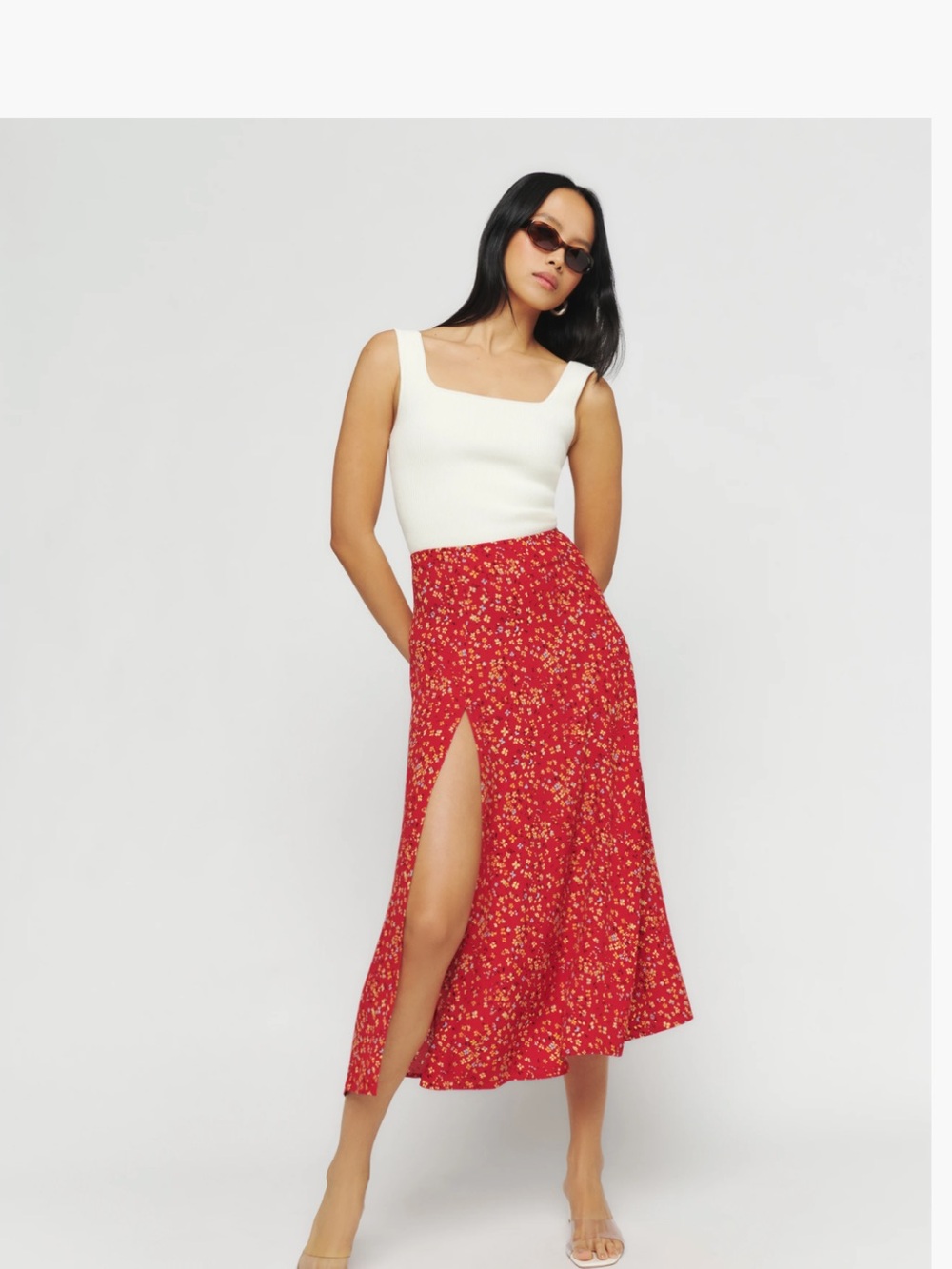 Reformation Zoe Floral Midi Skirt in Baila